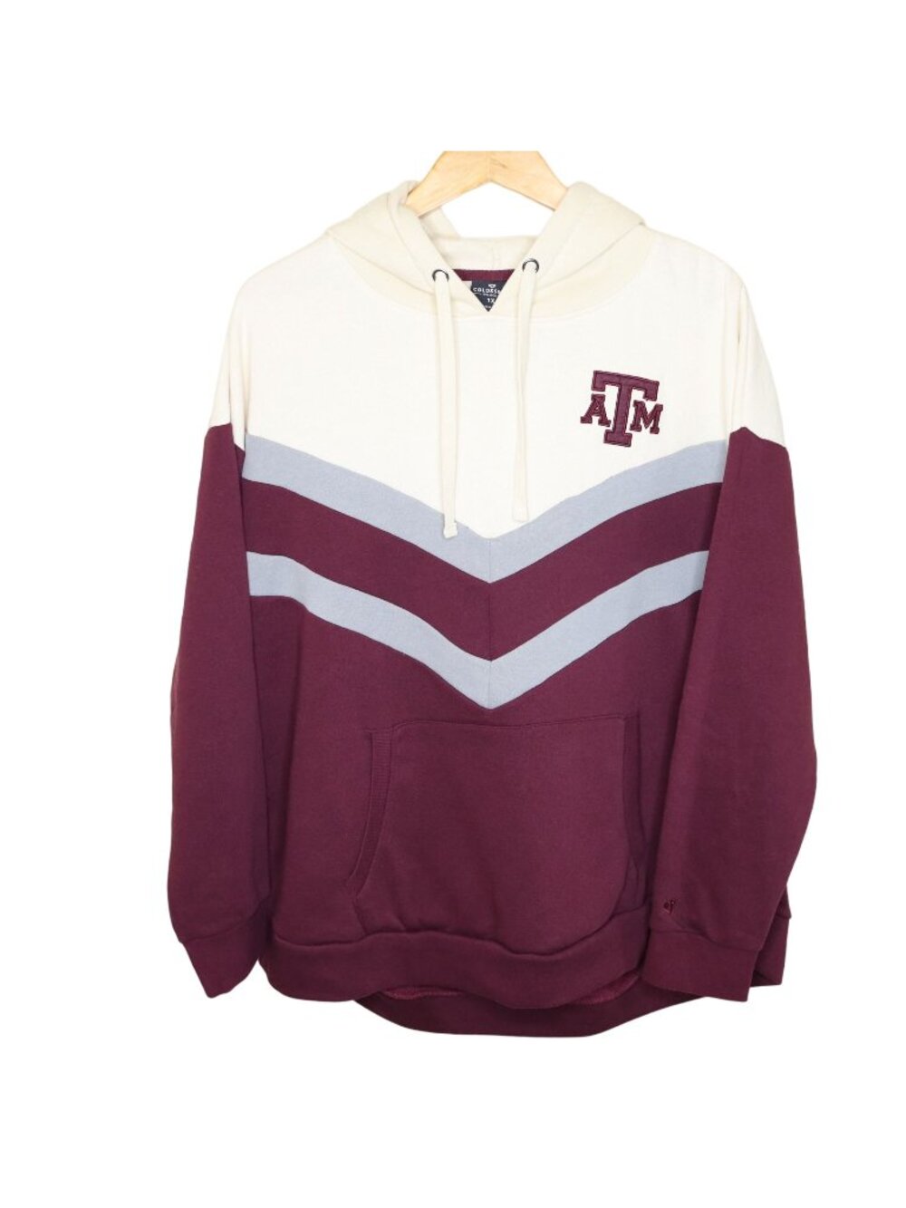 Colosseum Hoodie Womens 1X Maroon & Cream Chevron Pullover Cotton Blend Casual